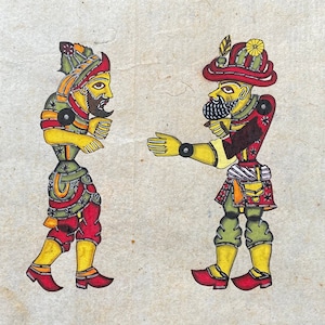 Handmade Ottoman Miniature Painting /Karagöz ve Hacıvat / Shadow Theater