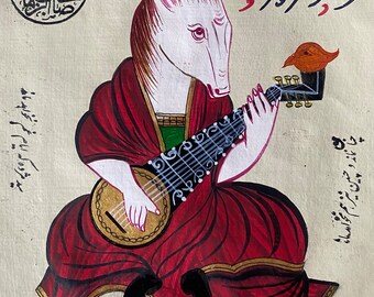 Handmade Miniature Painting / An excerpt from the fable of Kelile and Dimne