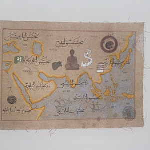 Handmade Ottoman Miniature Painting / Map of Asia | Etsy