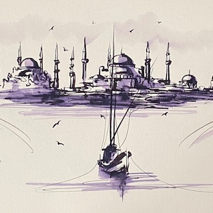 Handmade İstanbul Painting and Whirling Dervish, Wall Art