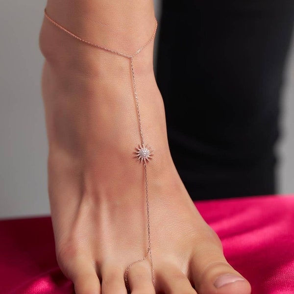Anklet Silver / Anklets for Women / Minimalist Barefoot Sandals / Ankle Bracelet / Ankle Chain Bracelet / Foot Jewelry / Sun Anklet Feet