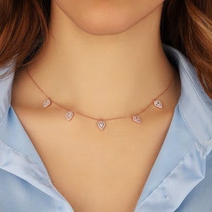 Collar en forma de pera/Collar de plata de ley/Collar CZ/Collar delicado/Collar de damas de honor/Collar de gargantilla/Collar de lágrima