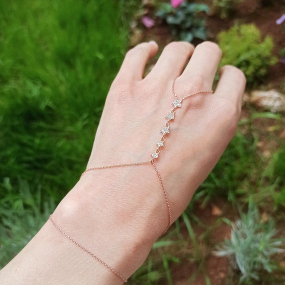 5 Star Bracelet bridal Bracelet Rose Gold ring Bracelet finger Bracelet bracelet Femme hand Harness handlet arabic Bracelet finger Bracelet Etsy