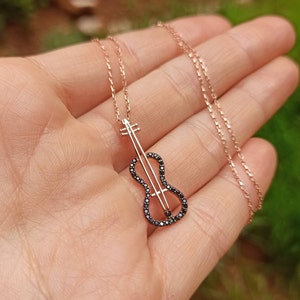 Violin Pendant Necklace Sterling Silver / Music Lover Gift / Dainty Fiddle Charm Rolo Necklace / Gift for Music Teacher / Music Recital Gift