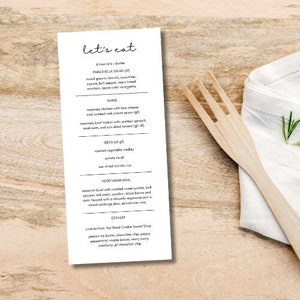 Cartão de menu de casamento personalizado/cartão de rack de menu/imprimível