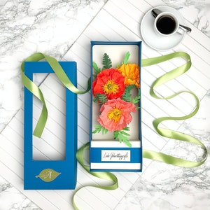 Blumen-Geschenk-Box | Papierblumen | Personalisierte Nachricht Geschenk | Sommerblumen | Handgemachte Bouquet | Papiermohn | Blumenarrangement