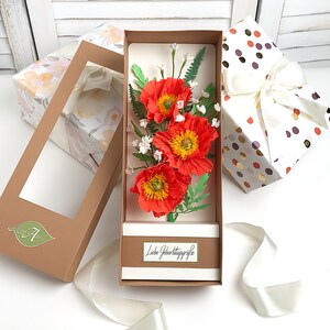 Blumen-Geschenk-Box | Papierblumen | Personalisierte Nachricht Geschenk | Sommerblumen | Handgemachte Bouquet | Papiermohn | Blumenarrangement