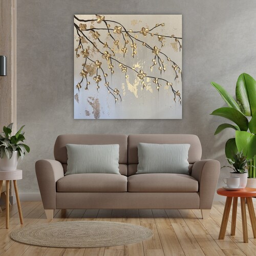 Gold Leaf Painting on Canvas Gold Leaf Wall Art Decor Gold Etsy