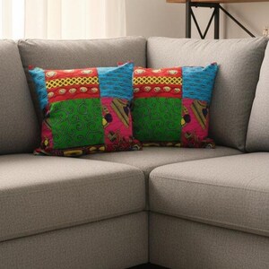 Taie d'oreiller taille 45cm en coton wax PatchWork