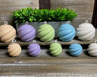 Scented Pillar Soy Candles, Unique Round Swirl Sphere