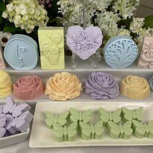 Luxury Hand Poured Goat’s Milk Bar Soaps, Scented or Unscented, in Flower and Themed Shapes for Gifts or Home Bath