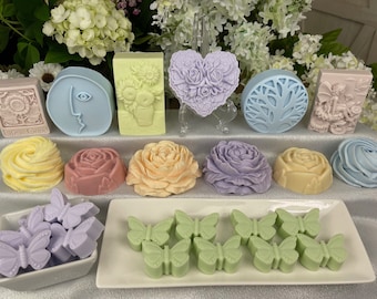 Hand-Poured Goats Milk Soaps, Garden Theme: Flowers, Fairy, Butterfly, Heart
