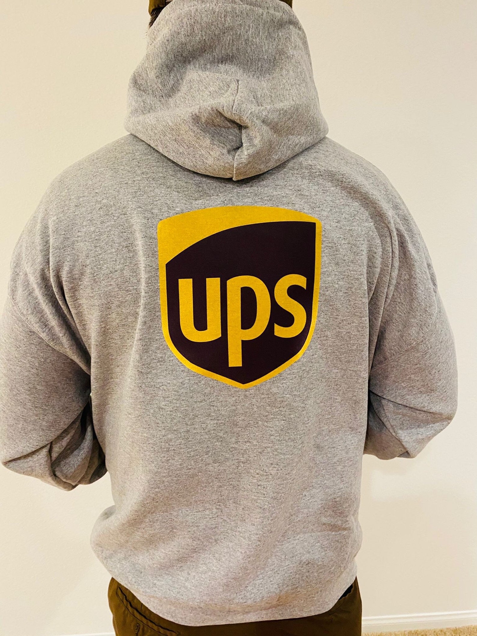 UPS Pullover Hoodie Chest and Back Print in Gold White or - Etsy