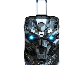 Cyberpunk Robot Luggage Cover, Sci-Fi Suitcase Protector
