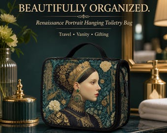 Neceser de viaje con retrato renacentista / Estuche colgante de lujo para cosméticos