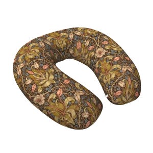 William Morris Neck Pillow | Vintage Floral Travel Pillow | Memory Foam Airplane Pillow | Botanical Cottagecore Travel Accessory image 2