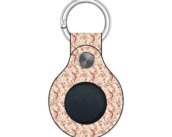 Chinoiserie AirTag Holder | Floral PU Leather Keychain