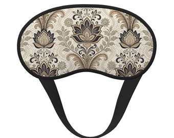 Vintage Damask Satin Sleep Mask – Elegant Light Blocking Eye Cover
