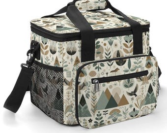 Boho Camping Cooler Bag – Insulated Travel Lunch Tote for Picnic & Beach