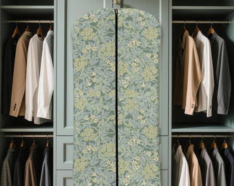 William Morris Garment Bag, Green Floral Travel Cover
