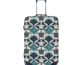 Funda de equipaje con diseño de tortuga marina/protector de maleta elástico