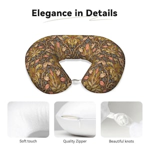 William Morris Neck Pillow | Vintage Floral Travel Pillow | Memory Foam Airplane Pillow | Botanical Cottagecore Travel Accessory image 3