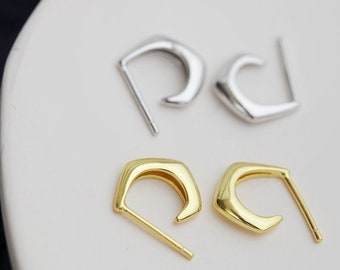 Minimalist Sterling Silver Suspender Hoop, Gold/Silver Hook hoop earrings,
