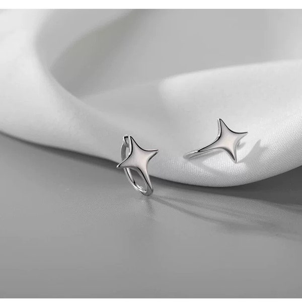 Sterling Silver Star Ear Cuff, Simple Ear Wrap, No piercing is needed