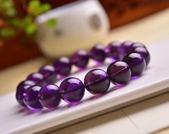 LycheeStudio Crystal 12mm Premium Natural Purple Crystal Bracelets