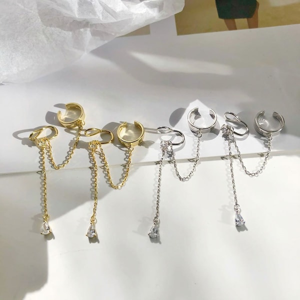 Clip On Sparkle Twist Dangling Earrings - Silver Tone Non-Pierced Ear Jewelry