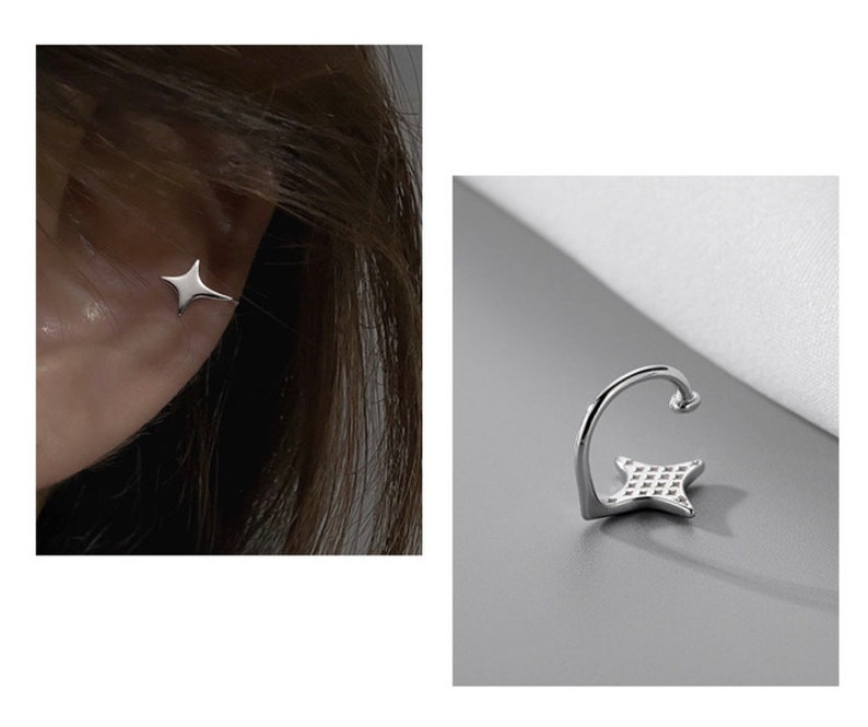 Sterling Silver Star Ear Cuff, Simple Ear Wrap, No piercing is needed image 7