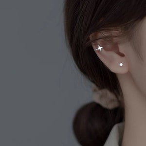 Sterling Silver Star Ear Cuff, Simple Ear Wrap, No piercing is needed image 2