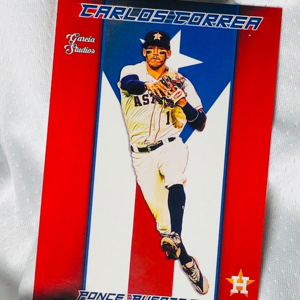 CARLOS CORREA - Houston Astros - Custom Novelty Baseball Card - Puerto Rican Pride