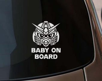 Bebé a bordo, linda calcomanía Chibi Mecha, pegatina para coche, Gundam Zaku Gunpla Anime Weeb