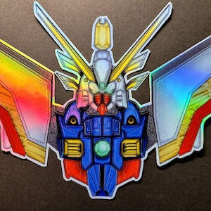 Shining Gundam Sticker Holographic Fanart Anime Gunpla