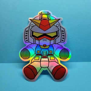 GunPlushies&quot; Gundam sticker RX782 Holographic Cute Kawaii Sticker Mecha Fanart