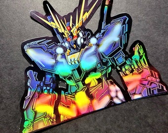 Gundam Unicorn RX-0 Banshee Holographic Sticker Fanart Anime