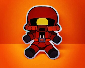Char Zaku "Gunplushies" Gundam Holographic Sticker Anime Fanart