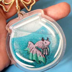 Water Goldfish Keychain Fanart Key Lanyard Epoxy Resin Gift Acrylic Fish Bowl Cute Vending Machine Nene