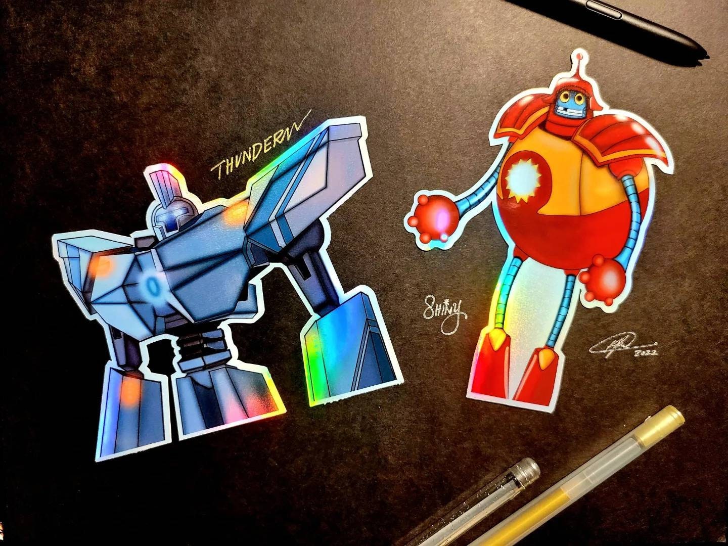 Super Giant Robot Brothers Stickers Holographic Thunder Shiny