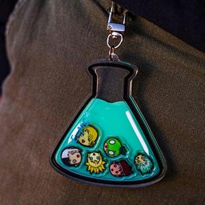 Science Stone Shaker Keychain Fanart Key Lanyard Epoxy Resin Gift Acrylic Vial Chemistry Cute Vending Machine