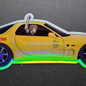 Mazda RX7 Type R FD3S D Keisuke Racing Car Anime Holographic Sticker Fanart
