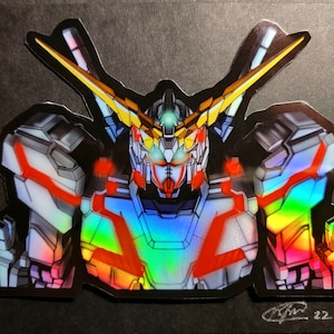 Gundam Unicorn RX-0 White Anime Peeker Sticker Holographic Mobile Suit