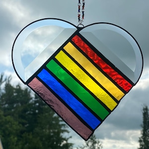 Bevel Rainbow Heart Stained Glass Sun Catcher