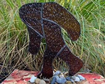 Big Foot Sasquatch Stained Glass Freestanding Sun Catcher