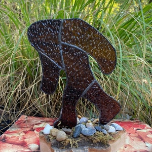 Big Foot Sasquatch Stained Glass Freestanding Sun Catcher
