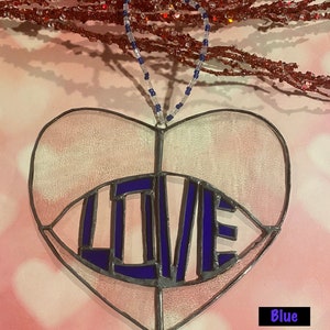 LOVE Stained Glass Heart Sun Catcher