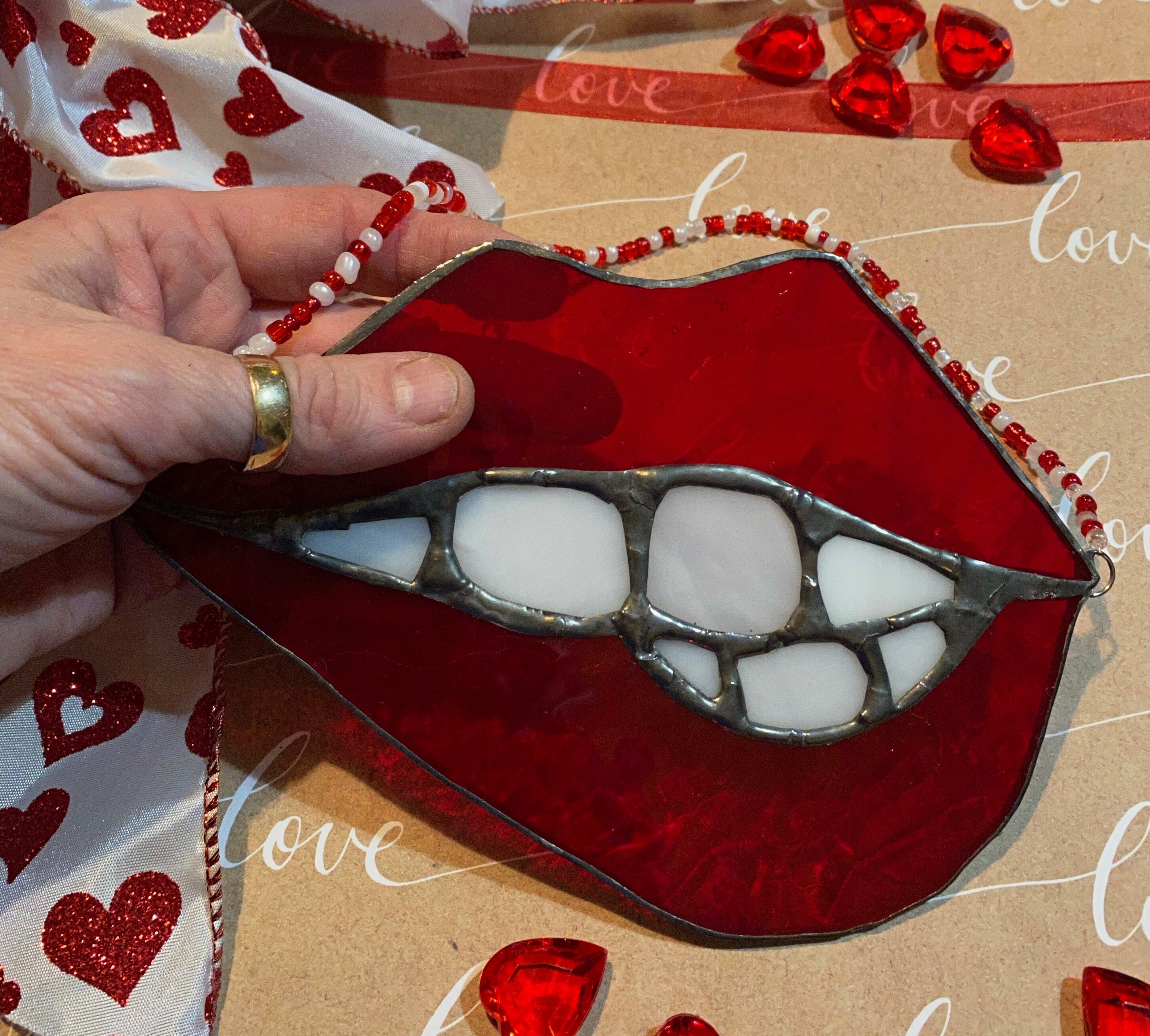 Naughty Lips/mouth and Teeth Stained Glass Sun Catcher | Etsy