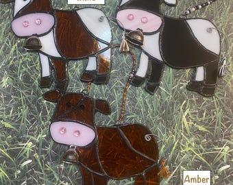 Cow Stained Glass Sun Catcher