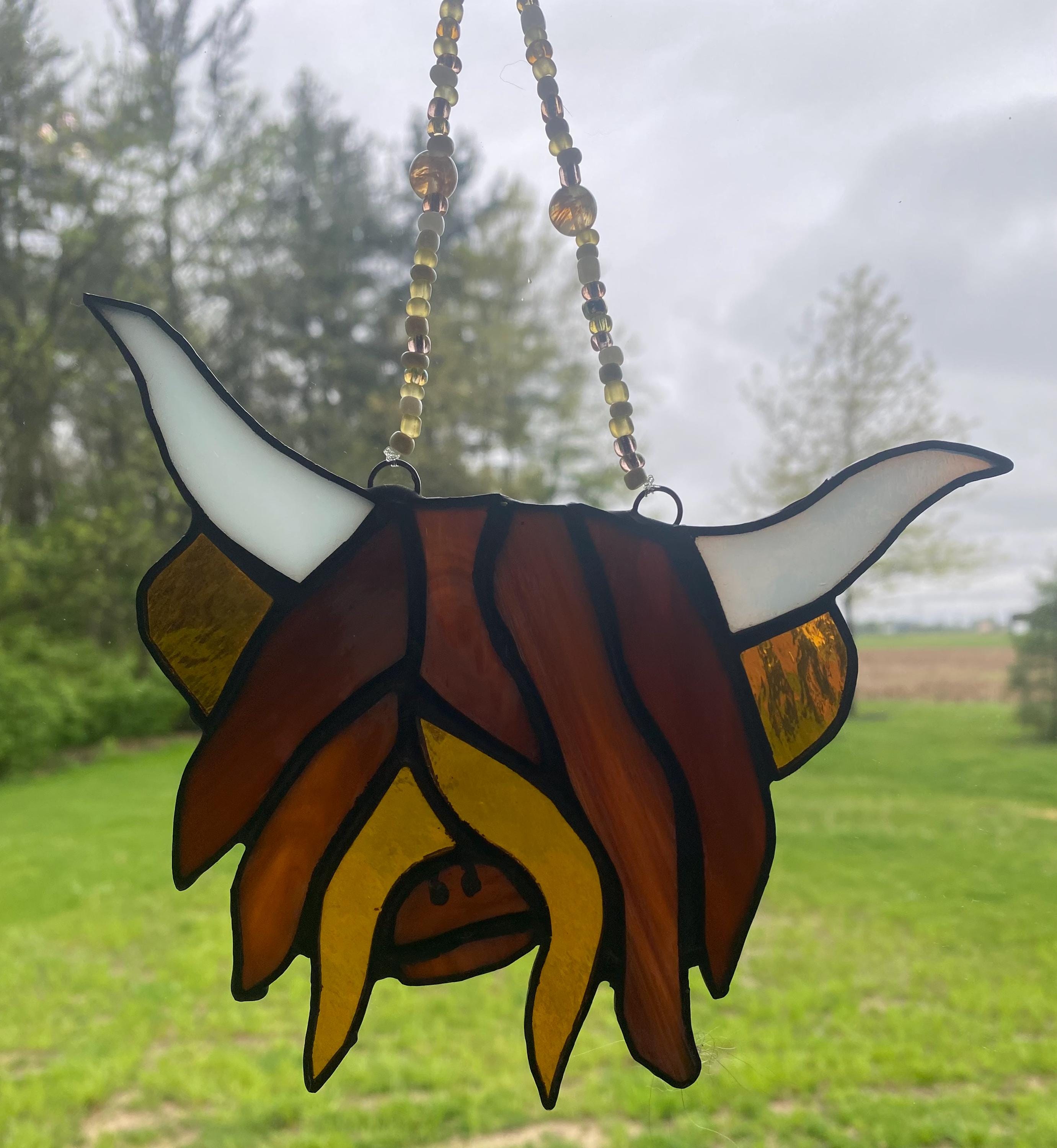 Highland Cow Stained Glass Sun Catcher